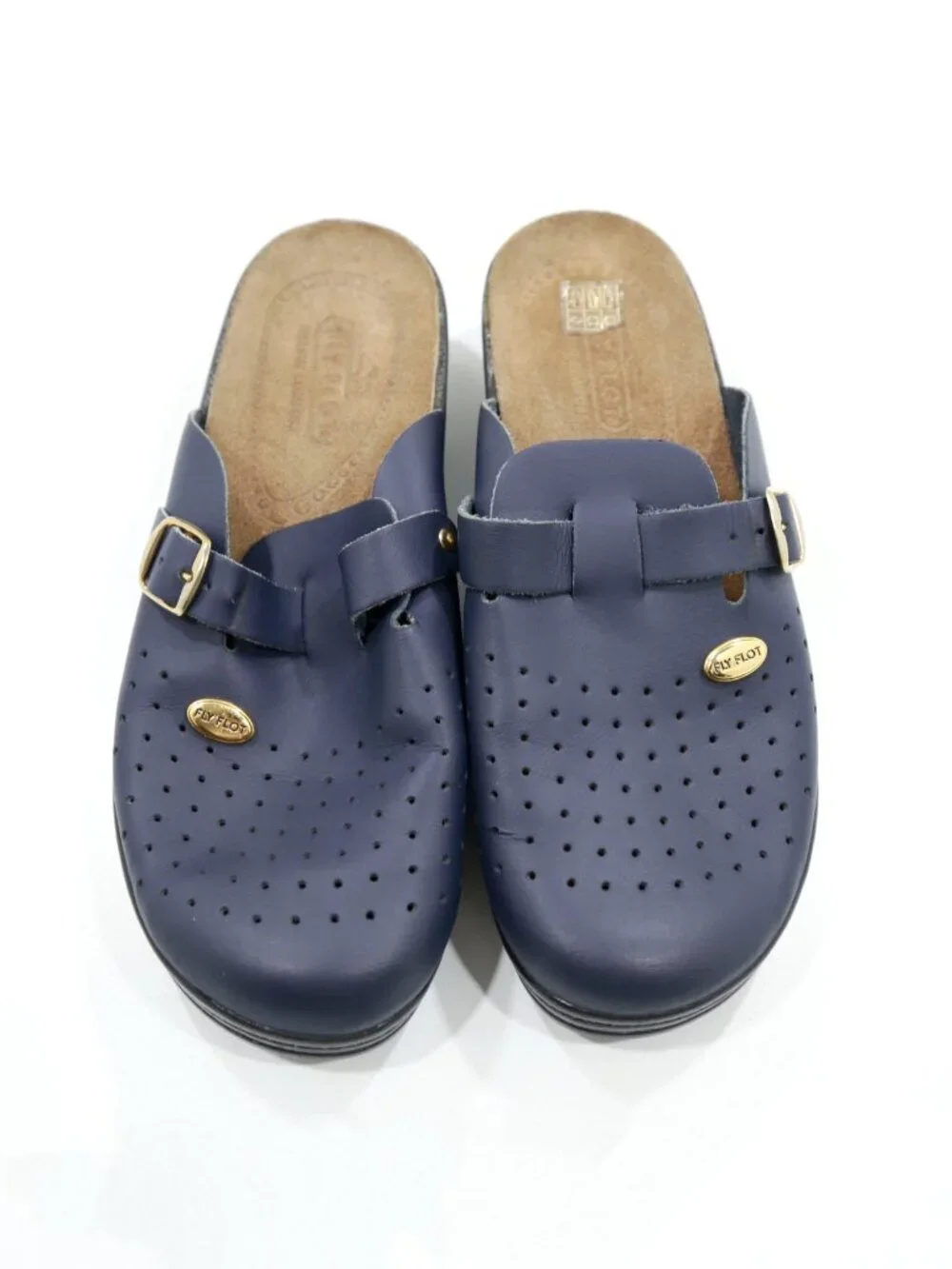 Fly Flot Blue Leather Lightweight Comfort Mules - 9/EU 40